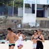 Fernanda Lima correu na praia do Leblon, Zona Sul do Rio
