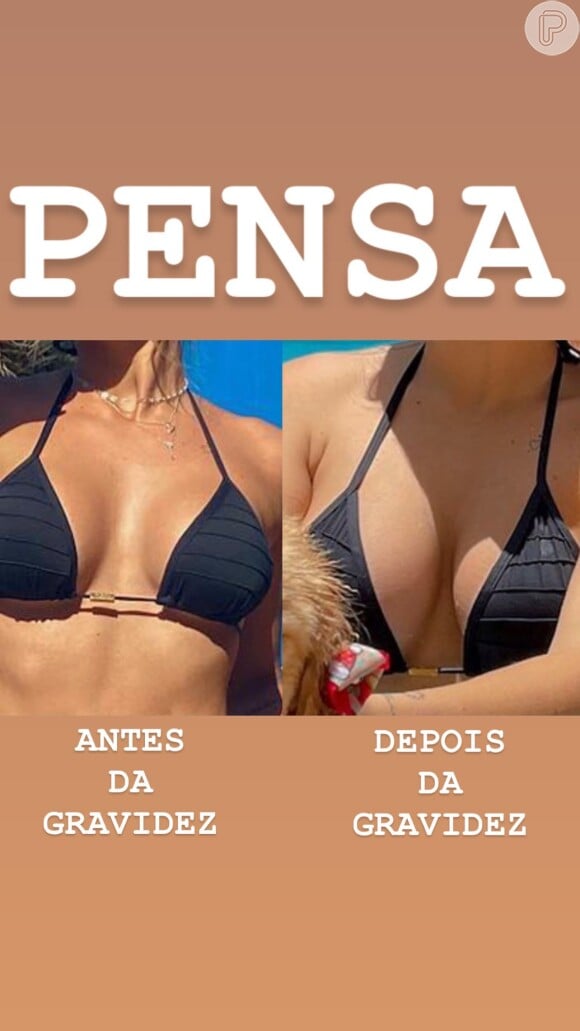 Virginia Fonseca compara seios antes e depois da gravidez e se queixa de tamanho