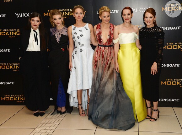 Lorde, Natalie Dormer, Jennifer Lawrence, Elizabeth Banks, Jena Malone e Julianne Moore lançam 'Jogos Vorazes: A Esperança - Parte 1' em Londres, na Inglaterra