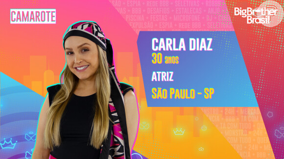 A atriz Carla Diaz faz parte do grupo Camarote do 'Big Brother Brasil 21'