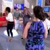 Fátima Bernardes faz coreografia da 'Dança da cordinha' no 'Encontro' ao lado do É o Tchan