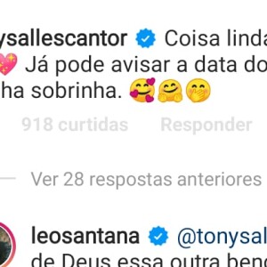 Comentário de Tony Salles levanta suspeita de gravidez