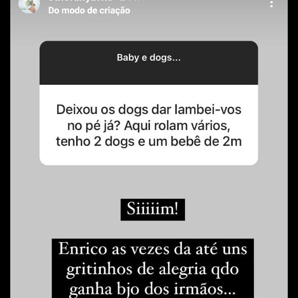 Sthefany Brito contou como o filho reage às lambidas dos pets