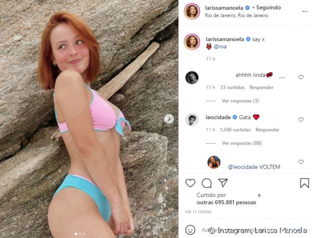 Larissa Manoela ganha elogio de Leo Cidade em foto de biquíni