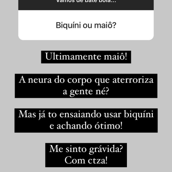 Sthefany Brito revela preferência por maiô em pós-parto: 'Mas já ensaiando usar biquíni'