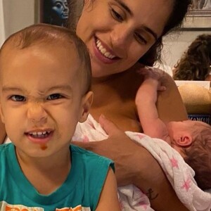 Camilla Camargo é mãe de Joaquim e Julia: 'Ele é um amor com ela. Quer pegar, dar beijo'