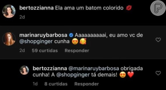 Marina Ruy Barbosa e Anna Bertozzi se chamaram de 'cunhada'. Modelo é casada com irmão de Guilherme Mussi