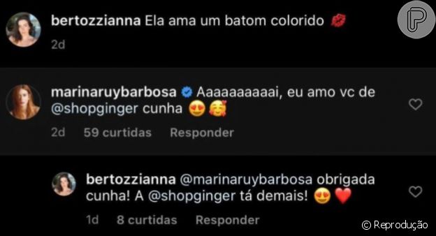 Marina Ruy Barbosa e Anna Bertozzi se chamaram de 'cunhada'. Modelo é casada com irmão de Guilherme Mussi