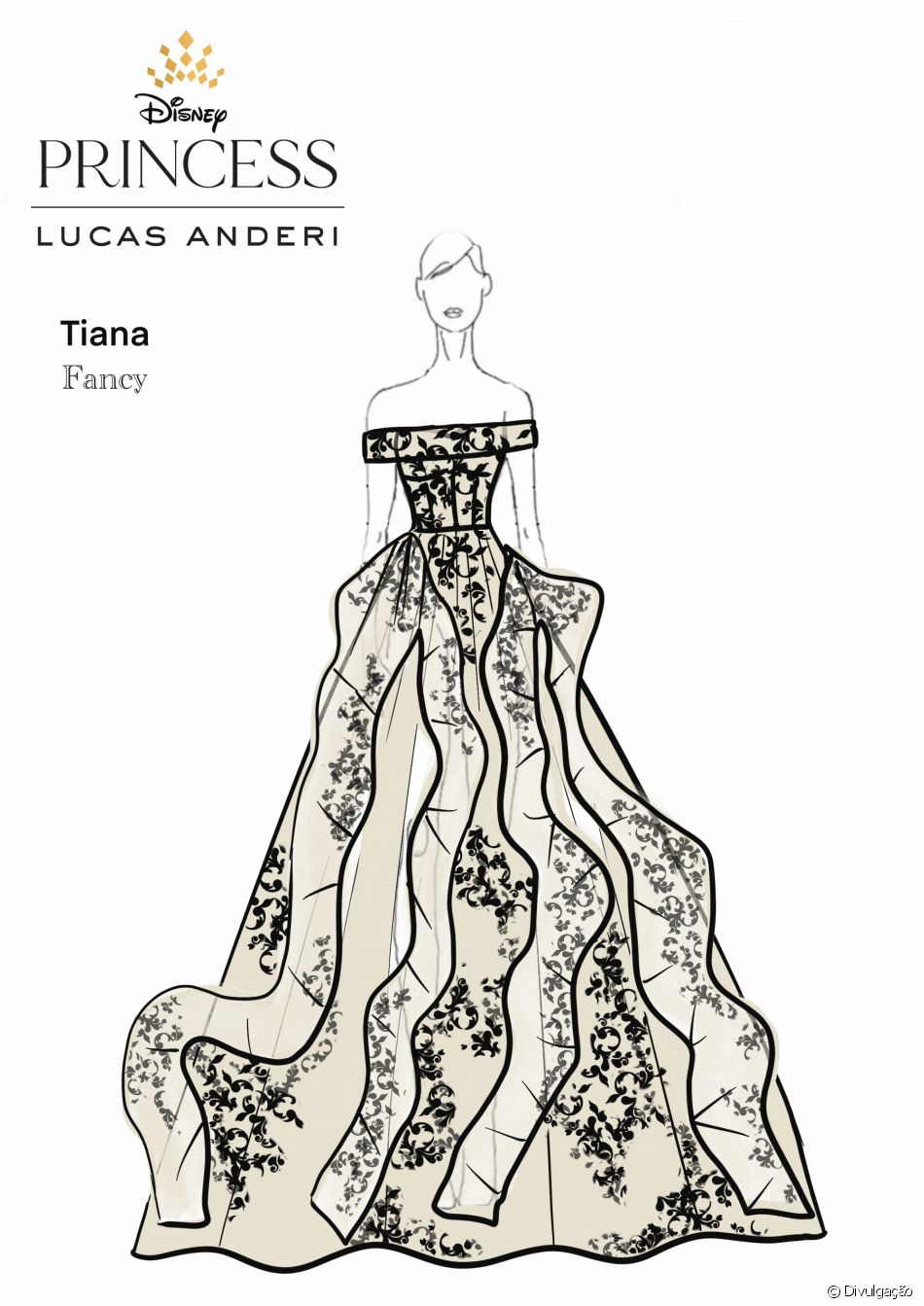 Princesa Tiana inspira vestido de noiva em versão fancy