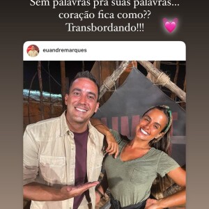 Carol Peixinho agradece carinho de André Marques em postagem nos stories