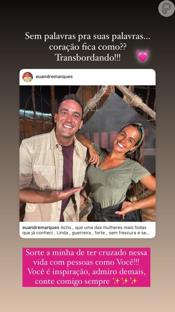 Carol Peixinho agradece mensagem de André Marques nas redes sociais