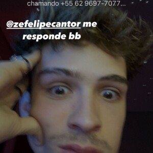João Guilherme deixou o número de Zé Felipe à mostra após mostrar um print de uma chamada para o cantor