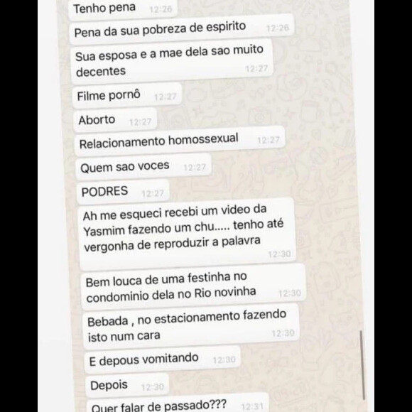 Simone Medina afirma ter vídeos íntimos de Yasmin Brunet