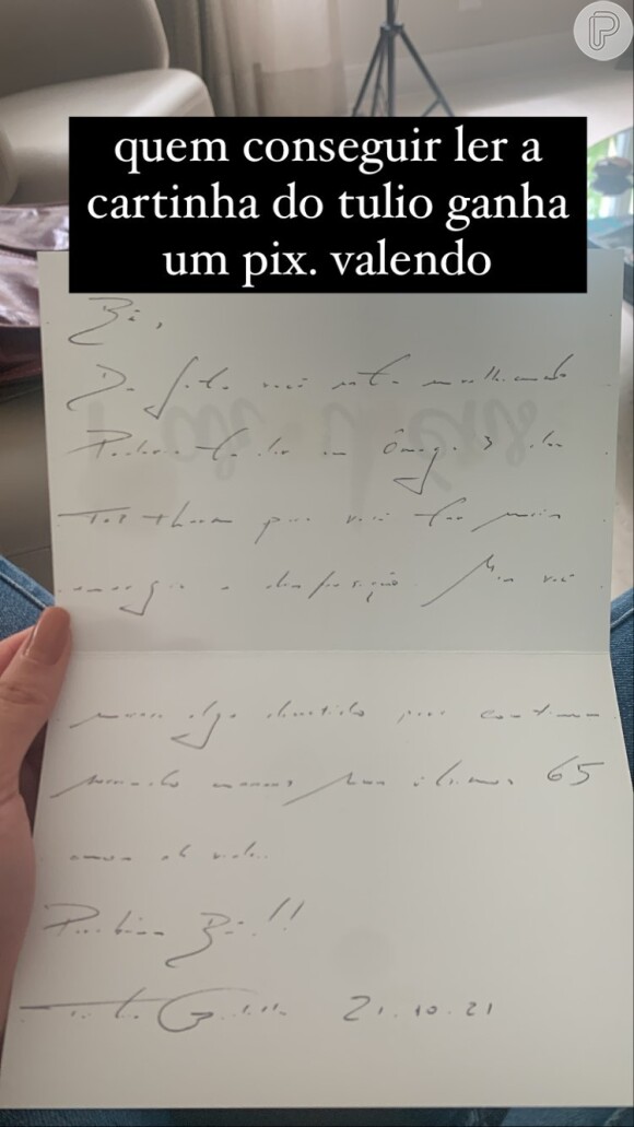 Túlio Gadêlha dá cartinha de amor para filha de Fátima Bernardes, Beatriz, em aniversário de 24 anos