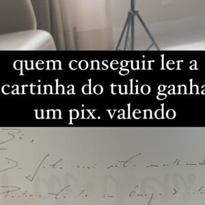 Túlio Gadêlha deu cartinha de homenagem para Beatriz, filha de Fátima Bernardes e William Bonner: 'Quem conseguir ler ganha um pix'