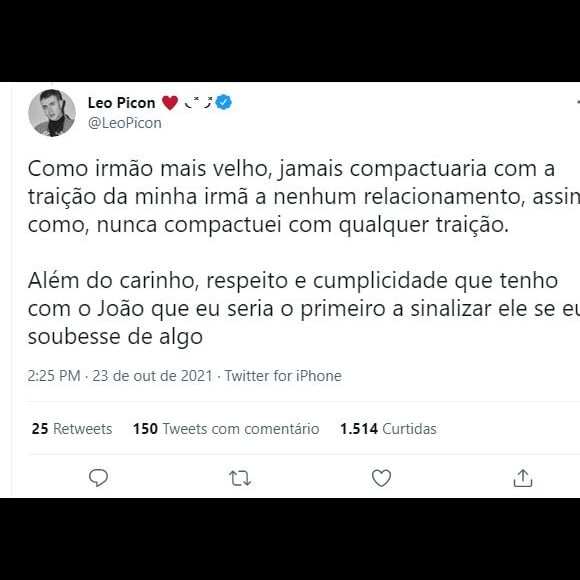 Leo garantiu que não deixaria Jade Picon trair João Guilherme