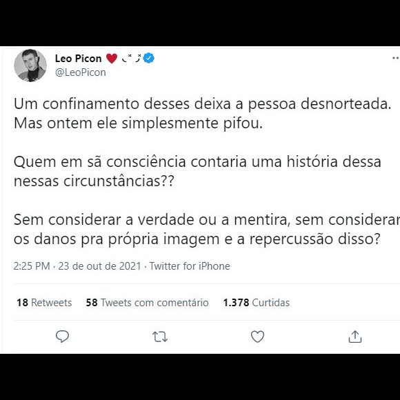 Leo Picon lamentou o comportamento de Gui Araújo em 'A Fazenda 13'