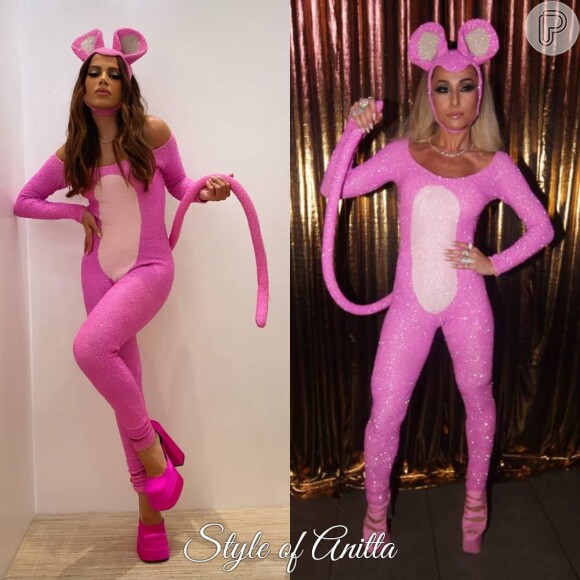 Anitta repetiu fantasia de Sabrina Sato no Halloween e apresentadora elogiou a cantora
