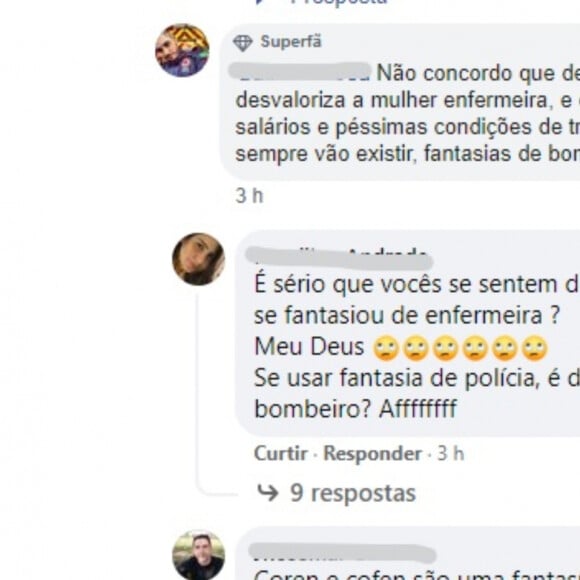 Comentários no post do Coren da polêmica fantasia de Halloween de Bruna Marquezine