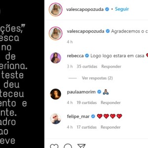 Equipe de Valesca Popozuda anunciou a internação nas redes sociais