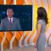 Monalisa Perrone conversa com Heraldo Pereira no 'Hora Um da Notícia': 'Coitado do Heraldo Pereira. Entrada ao vivo às 5h'