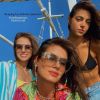Camila Queiroz levou as irmãs, Caroline Queiroz e Melina Queiroz, para viagem em destino paradisíaco