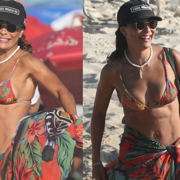 Juliana Paes aproveitou o sol forte para curtir o dia na Praia da Barra da Tijuca, na Zona Oeste do Rio de Janeiro