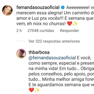 Fernanda Souza comentou na foto de Thiaguinho com Carol Peixinho