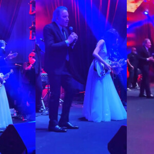 Roberto Justus sobe ao palco em casamento da filha para formar banda com Luíza Justus, noiva