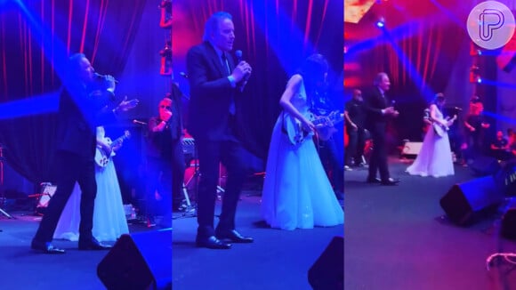 Roberto Justus sobe ao palco em casamento da filha para formar banda com Luíza Justus, noiva