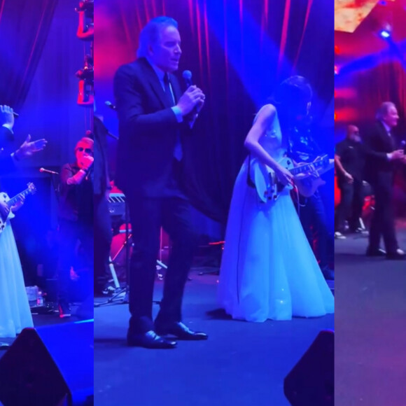 Roberto Justus sobe ao palco em casamento da filha para formar banda com Luíza Justus, noiva