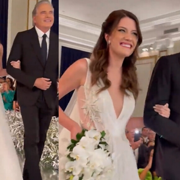Casamento da filha de Roberto Justus contou com show do empresário, que cantou músicas de rock enquanto Luíza, a noiva, tocava guitarra