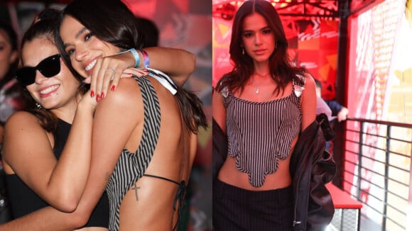 Bruna Marquezine apostou em um look confortável e sensual para o Lollapalooza