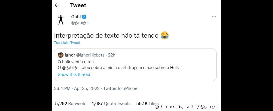 Segundo Gabigol, ele não estava criticando Hulk em seu comentário