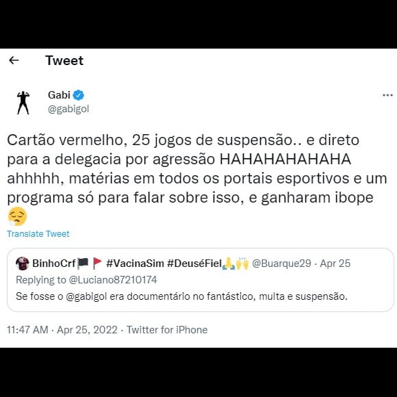 Gabigol adotou a ironia ao comentar a punição de Hulk pela falta