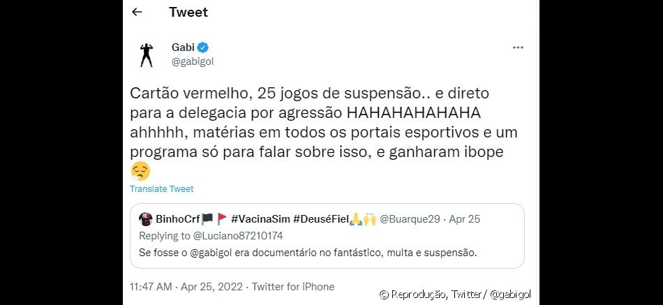 Gabigol adotou a ironia ao comentar a punição de Hulk pela falta