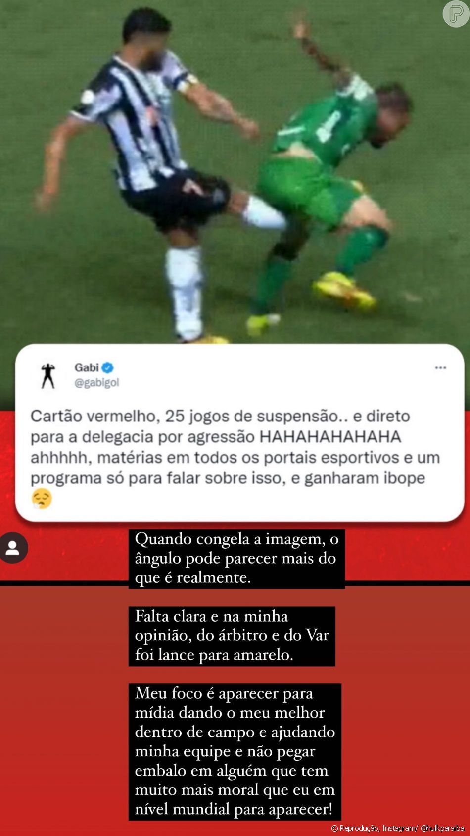 Hulk jutificou a punção e respondeu Gabigol