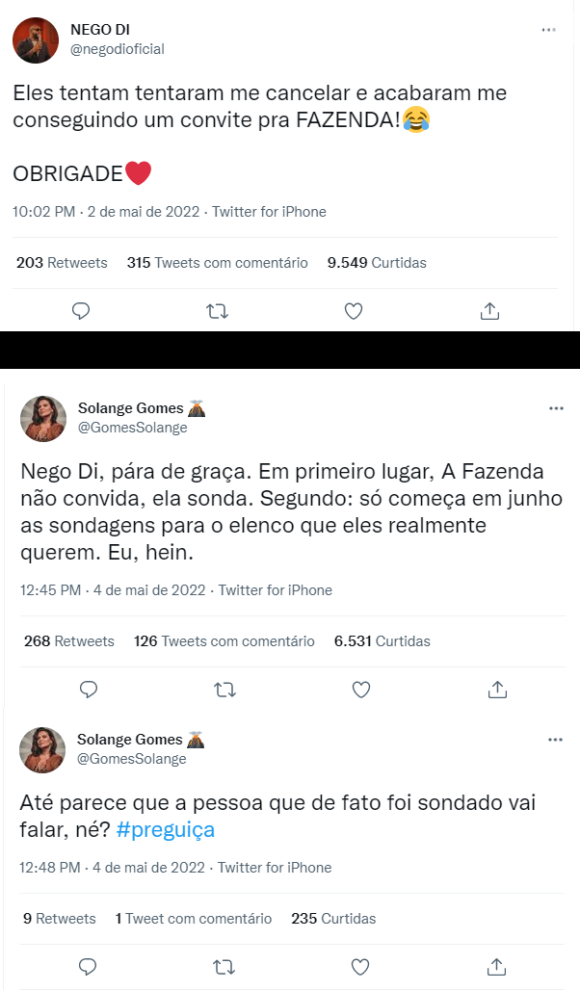 'A Fazenda 14': Solange Gomes rebate Nego Di ao ler afirmação de que ele teria recebido convite para programa