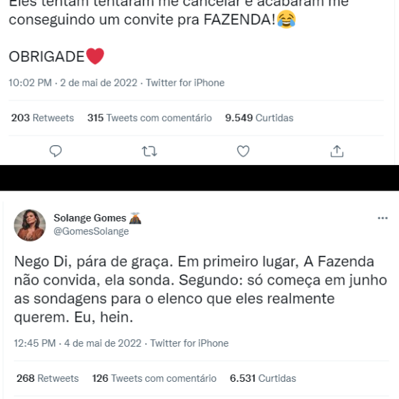 'A Fazenda 14': Solange Gomes rebate Nego Di ao ler afirmação de que ele teria recebido convite para programa