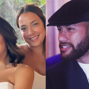 Neymar foi com a namorada, Bruna Biancardi, e a ex Carol Dantas a uma festa neste domingo