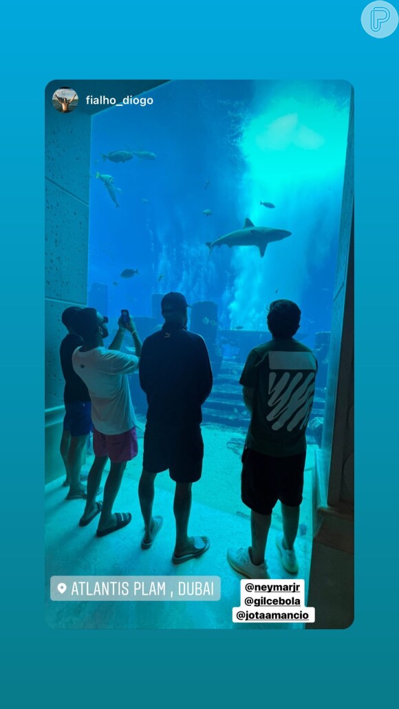 Neymar já visitou um aquário ao lado dos amigos e de Bruna Biancardi