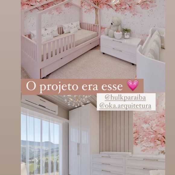 Hulk também mostrou detalhes do quarto da filha nas redes sociais