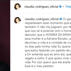 Pedido de Claudia Rodrigues foi feito pelas redes sociais