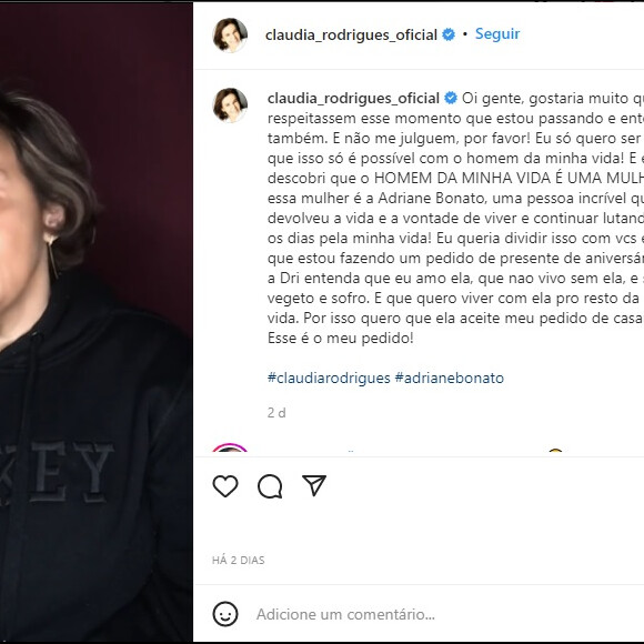Pedido de Claudia Rodrigues foi feito pelas redes sociais
