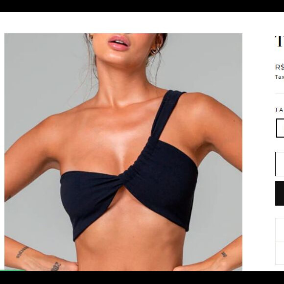 O top de um ombro só do biquíni de Bruna Biancardi