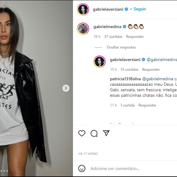 Foto de Gabriela Versiani recebeu o comentário de Gabriel Medina