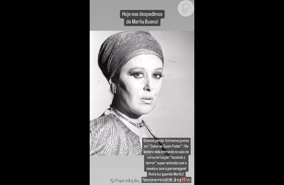 Juliana Paiva, que participou da última novela de Marilu Bueno, também prestou homenagem à atriz