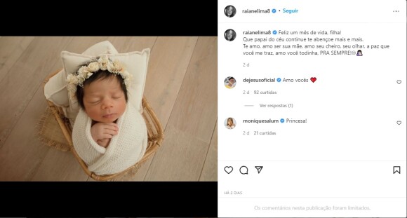Raiane Lima também se declarou à filha nas redes sociais