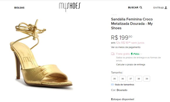 Sapato de Simaria custa R$ 199,90 e pode ser comprado em 12x sem juros