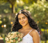 Cabelo cacheado com flores se destaca na beleza de Muda (Bella Campos) para casamento em 'Pantanal'